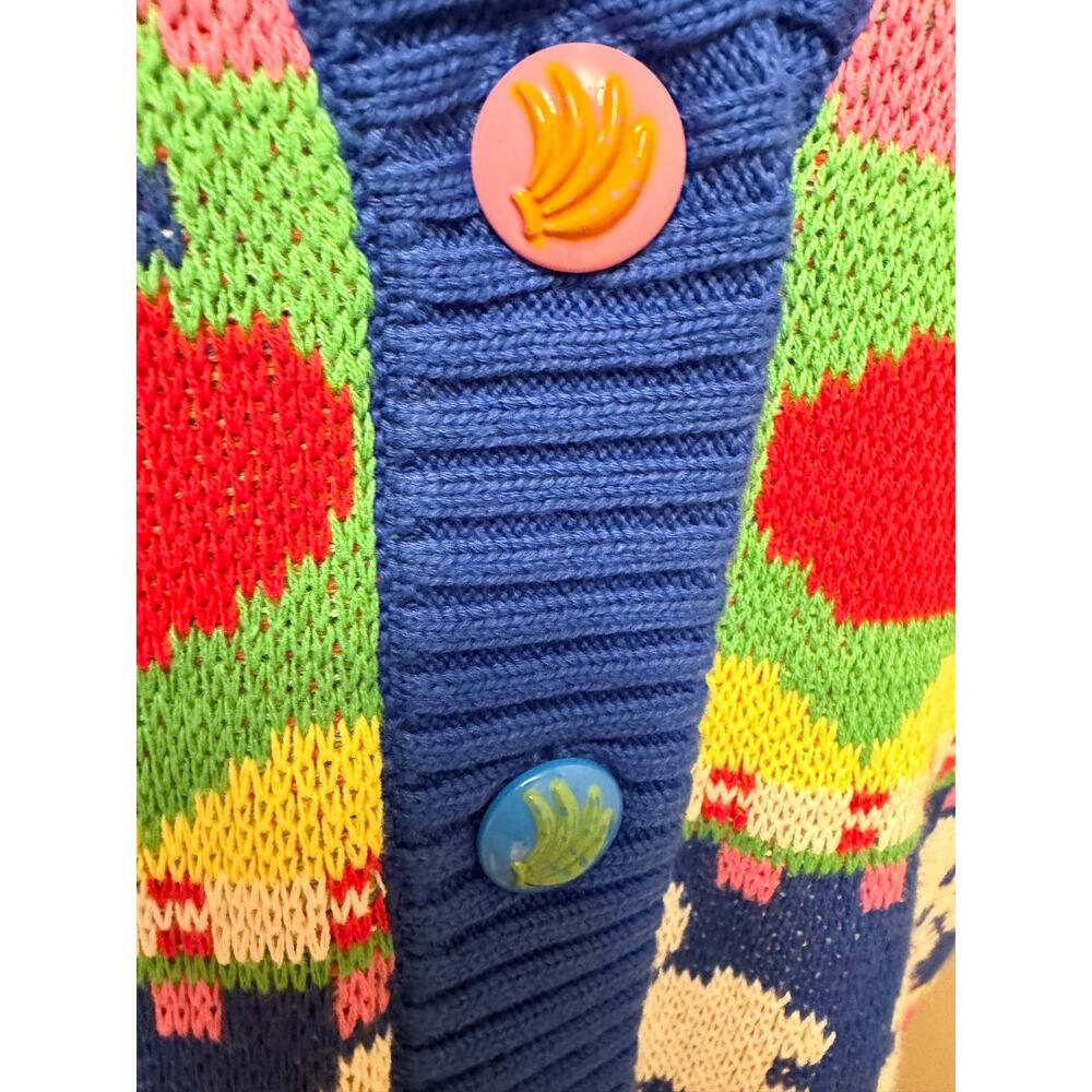 NWT FARM Rio Sweet Orchad Knit Cardigan Apples Bananas Colorful Sz S Oversized - Picture 4 of 10